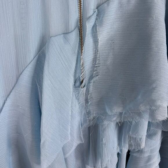 Alice + Olivia Holly Asymmetric Maxi Dress Tiered Ruffle Party Cocktail Blue 6 - Picture 9 of 14